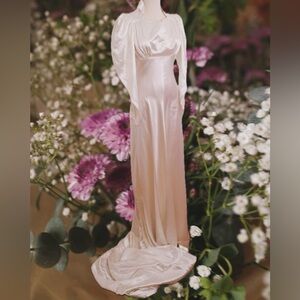 1930s/1940s Liquid Satin Wedding Dress
